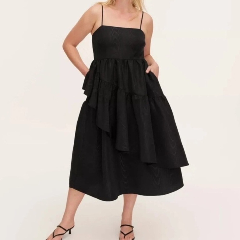 Kate Spade Target Elegant Black Taffeta Layered Ruffle Dress Size Large